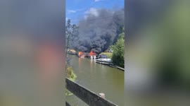 Two people treated for burns after several boats catch fire in marina