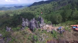 a view from the drone of the Batu Runciang area, a new tourist destination in the city of Sawahlunto