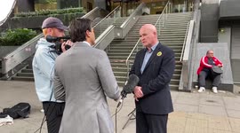 RMT boss Mick Lynch and Jeremy Corbyn seen at Euston station during rail strikes