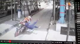 Woman sent flying after collision with speeding bike near toll plaza in northern India