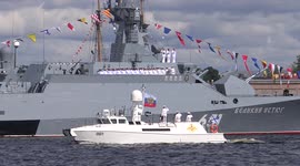 General rehearsal for Navy Day in St Petersburg, Russia