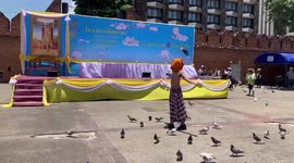 Protesters do moving 'falling star' art performance against Burmese military