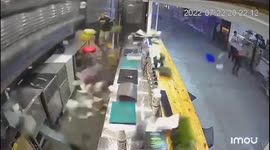 Shutters burst open as tornado rips through seaside cafe in southern Russia