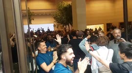 Two hundred staff welcome customers into new flagship Apple Store in Knightsbridge