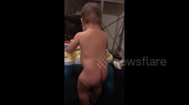 Naked Boy Falls Over