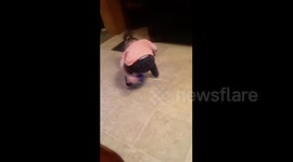 Girl Squats Over Dollhouse