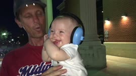Baby Laughs at Fireworks