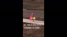 Girl Walks With Potty