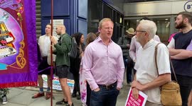 Sacked Labour MP Sam Tarry seen with Jeremy Corbyn at BT staff strike