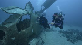 Scuba diving helicopter wreck, aqaba Jordan