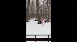 Toddler in a snowstorm