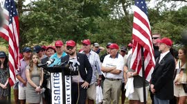 911 Justice news conference by in Bedminster, New Jersey. Former U.S. President Donald Trump is hosting a LIV Golf tournament at Trump’s National Golf Club
