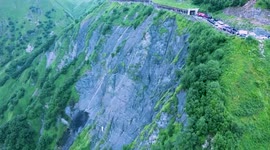 Drone footage reveals wreckage of helicopter that crashed into mountain in Georgia
