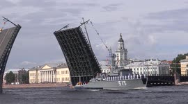Russian warships displayed for Navy Day in St Petersburg, Russia
