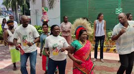 International Players who came to participate in the Chess Olympiad danced to the folk tunes of Tamilnadu.