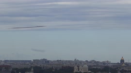 Fighter jets display Russian flag colours to mark the country's annual Navy Day