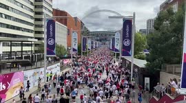 Huge crowd grows in anticipation for Women’s Euro Final at famed Wembley