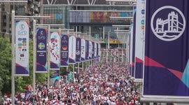 England fans pile into Wembley Stadium ahead of the Women's EURO final match between England and Germany