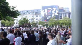 Massive Crowd Out For The Womens  Euros Final, On Piccadilly Gardens, In Manchester, England Vs Germany