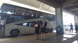 Plane skids off wet runway causing travel chaos for passengers in Thai airport