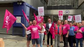 BT and Openteach workers strike outside BT Tower