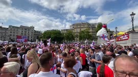 Thousands of flag-waving supporters gather in Trafalgar Square for Lionesses' trophy parade