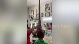 Hairdresser uses bamboo kitchen utensils with some very impressive results