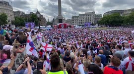 Thousands cheer as Lionesses take to stage in Trafalgar Square