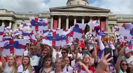 Fans greet Lionesses in Trafalgar Square as England win Women’s Euro 2022