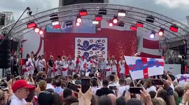 Lionesses given hero's welcome as they arrive at Trafalgar Square