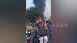 Two houses ignited after truck crash in northern China