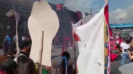 Protesters burn controversial Philippine president's image during his first State of the Nation Address