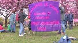 PROTESTERS HOLD STATIC PROTEST AGAINST THE POLICE, CRIME, SENTENCING AND COURTS BILL IN EDINBURGH, SCOTLAND