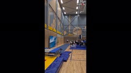 'Trampoline gymnast takes a spectacular fall while practicing
'