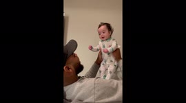 'Dad bursts out laughing as his baby daughter can't stop farting
'