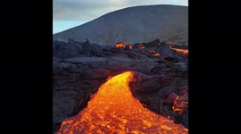 Lava streams from volcano that erupted near Icelandic capital