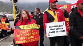 South African Unions march to protest rising crime and fuel costs