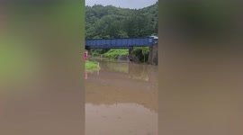 Floods swamp roads in Japan's Iwate Prefecture after rain