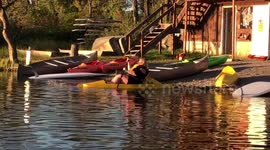 Woman Falls in Pond