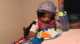 Boy Falls Asleep at Dinner Table