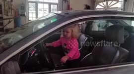 Girl Scared by Garage Door