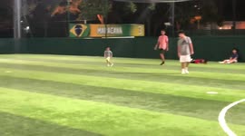 Boy Fails to Kick Soccer Ball