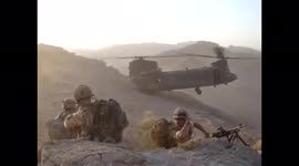 Crazy two-wheels landing by chinook helicopter pilot