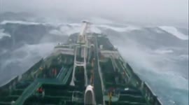 Chemical tanker sailing through storm force 12 (Pacific Ocean)