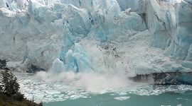Glacier calving and beautiful landscape view at Perito Moreno
