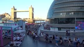 The City Hall, Tower Bridge and the Tower of London viewed from More London Riverside