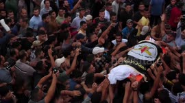 Palestinians attend funeral of Islamic Jihad commander Tayseer al-Jabari, killed in an Israeli air strike