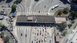 Aerial view of the toll of the third bridge, in the city of Vitória, where several cars must pay to be able to cross