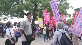 Japan: Protest Outside Ceremony Of 77th Anniversary Of Hiroshima Atomic Bombing 3