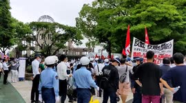 Japan: Protest Outside Ceremony Of 77th Anniversary Of Hiroshima Atomic Bombing 2